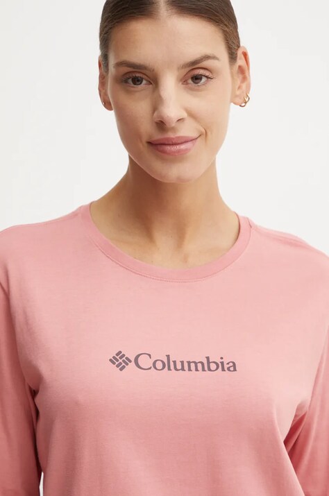 Хлопковый лонгслив Columbia цвет розовый