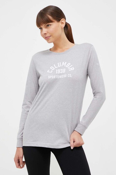 Βαμβακερή μπλούζα με μακριά μανίκια Columbia χρώμα: μαύρο