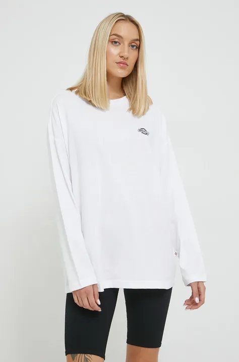 Βαμβακερή μπλούζα με μακριά μανίκια Dickies χρώμα: άσπρο