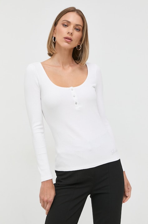 Guess longsleeve femei, culoarea alb