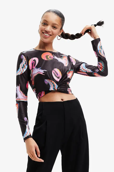 Desigual longsleeve femei, culoarea negru