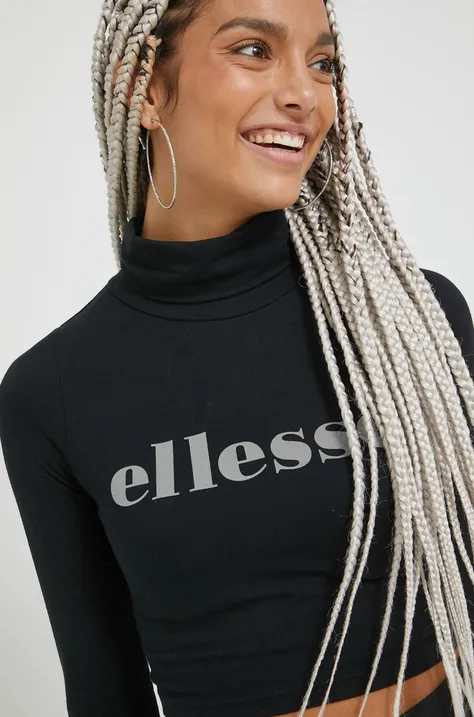 Majica dugih rukava Ellesse za žene, boja: crna, s dolčevitom