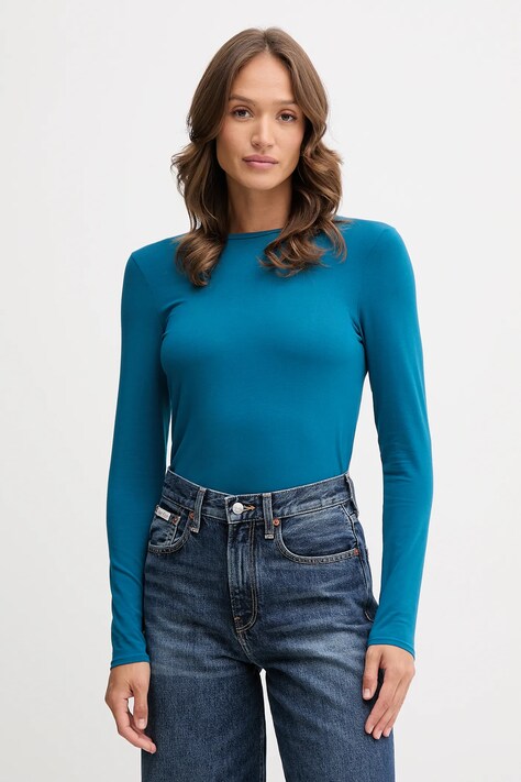 United Colors of Benetton longsleeve damski kolor turkusowy 3ZQM3M858