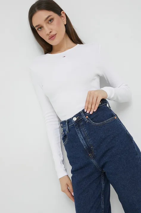 Longsleeve Tommy Jeans χρώμα: άσπρο