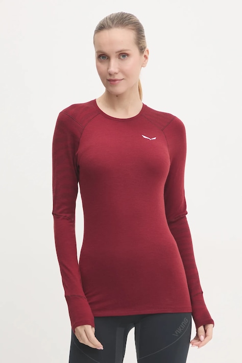 Salewa longsleeve funkcyjny Cristallo kolor bordowy 00.0000028206