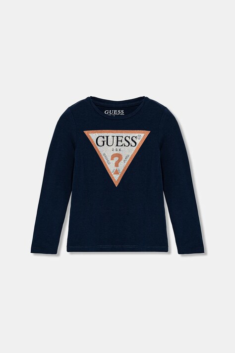 Guess longsleeve copii culoarea albastru marin