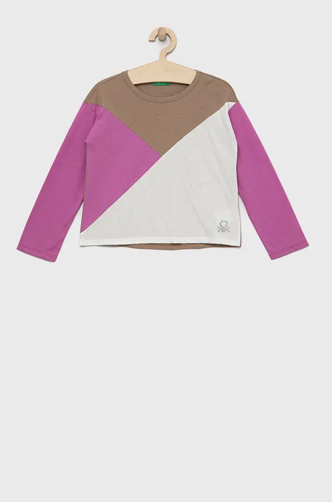 Detská bavlnená košeľa s dlhým rukávom United Colors of Benetton biela farba,