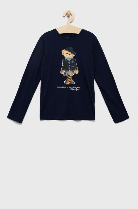Otroška bombažna majica z dolgimi rokavi Polo Ralph Lauren