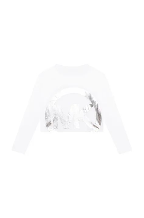 Otroška bombažna majica z dolgimi rokavi Michael Kors bela barva