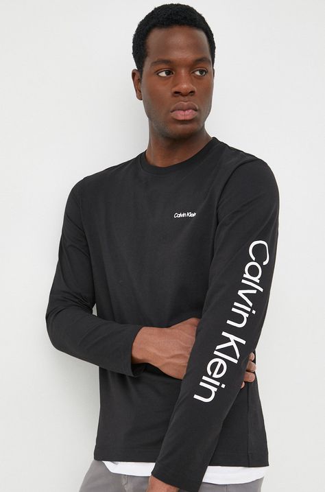 Bavlněné tričko s dlouhým rukávem Calvin Klein