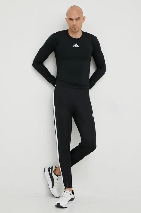 Majica z dolgimi rokavi za vadbo adidas Performance črna barva