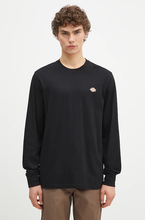 Bavlněné tričko s dlouhým rukávem Dickies černá barva, s potiskem, DK0A4Y4RBLK1-BLACK