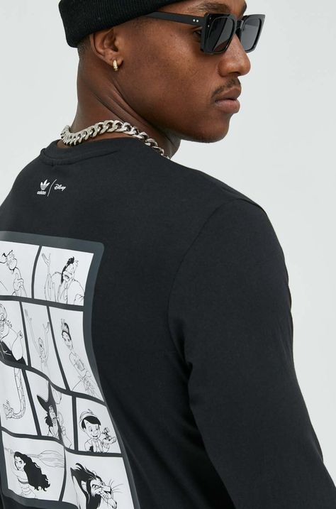 Βαμβακερή μπλούζα με μακριά μανίκια adidas Originals X Disney