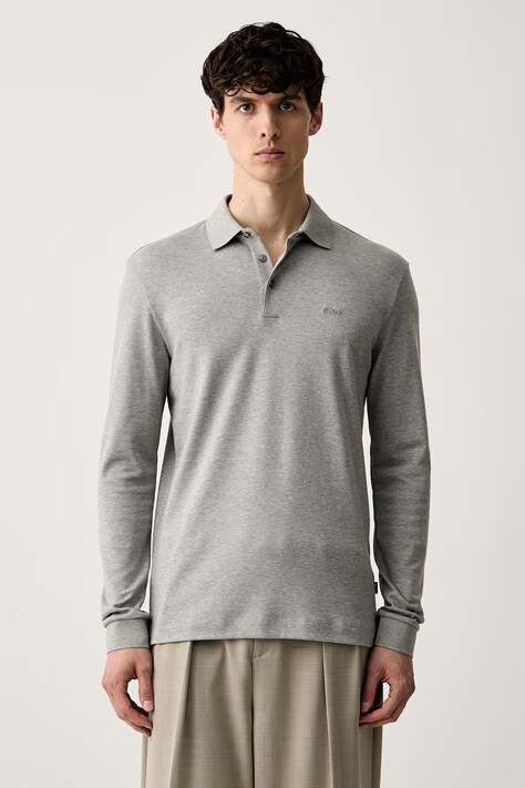 BOSS polo swetrowe męskie bawełniane Pado 30 szare 50468392
