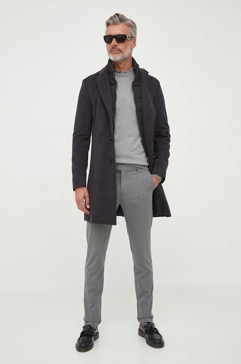 BOSS поло-светр чоловічий бавовняний Pado 30 — AW22-BUM05B, сірий — фото 2