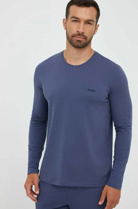Homewear majica dugih rukava BOSS boja: siva, glatki model