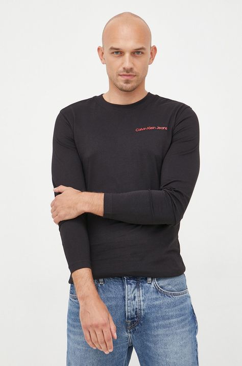 Bavlnené tričko s dlhým rukávom Calvin Klein Jeans