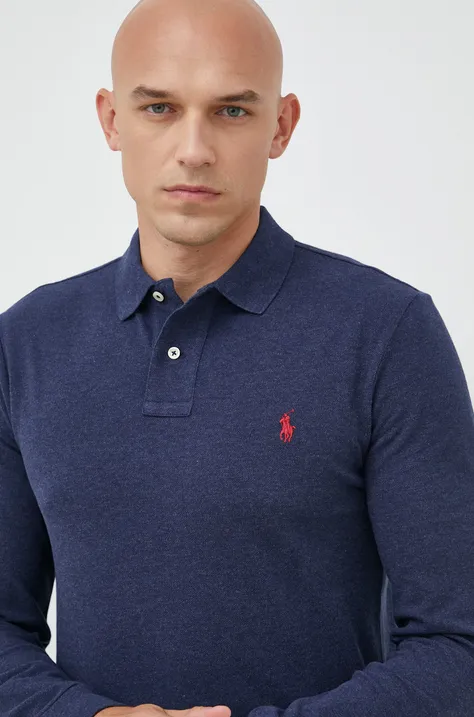 Βαμβακερή μπλούζα με μακριά μανίκια Polo Ralph Lauren χρώμα: ναυτικό μπλε