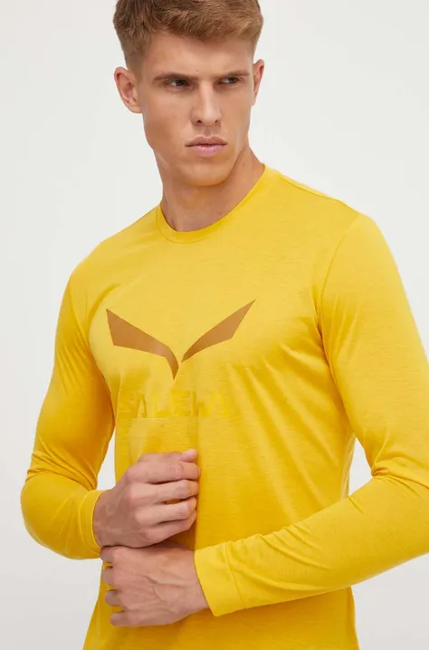 Sportovní tričko s dlouhým rukávem Salewa Solidlogo žlutá barva, s potiskem