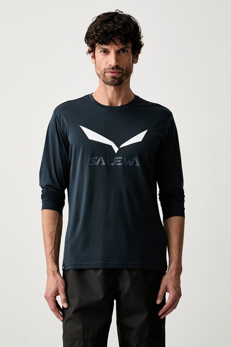 Salewa longsleeve treningowy męski Solidlogo Dry granatowy 00.0000027340