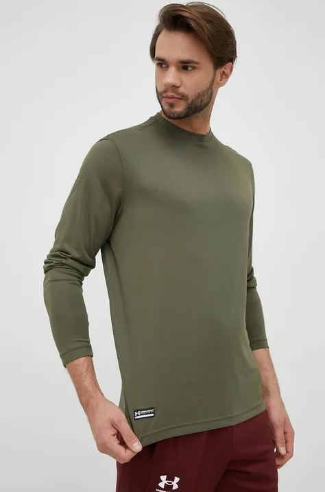 Tréningové tričko s dlhým rukávom Under Armour Tactical zelená farba, jednofarebné