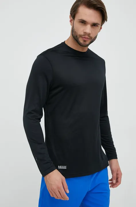 Tréningové tričko s dlhým rukávom Under Armour Tactical čierna farba, jednofarebné