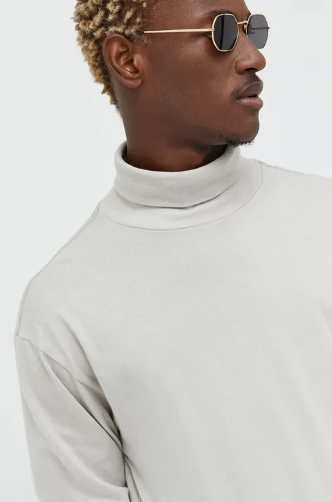 Памучна блуза с дълги ръкави Abercrombie & Fitch в бежово с изчистен дизайн