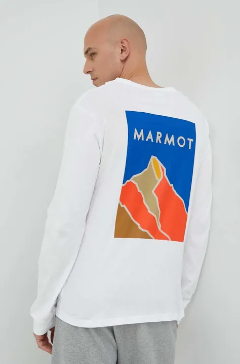 Marmot longsleeve bawełniany kolor biały wzorzysty