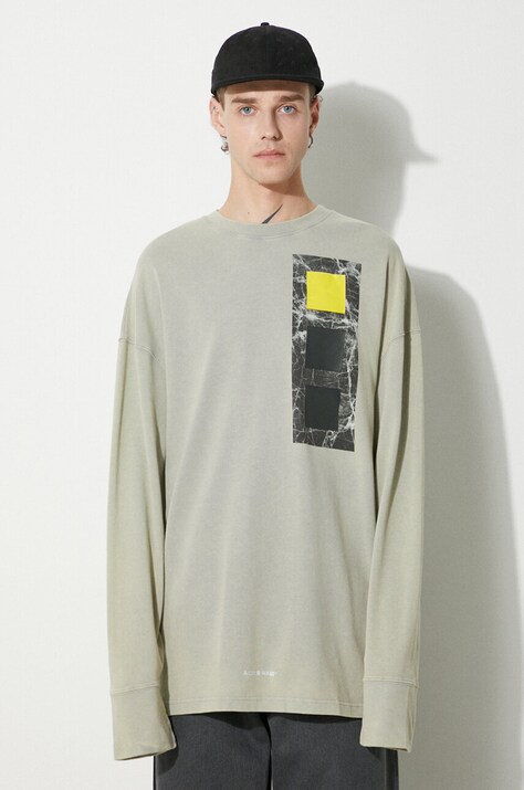 Βαμβακερή μπλούζα με μακριά μανίκια A-COLD-WALL* Relaxed Cubist LS T-shirt χρώμα: γκρι F30