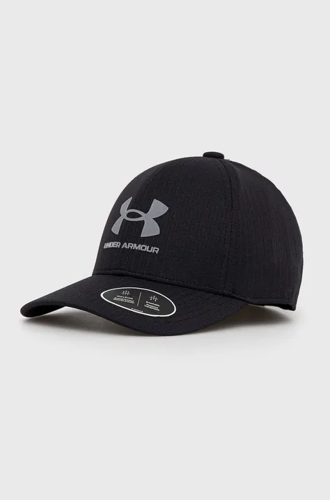 Detská baseballová čiapka Under Armour čierna farba, s potlačou