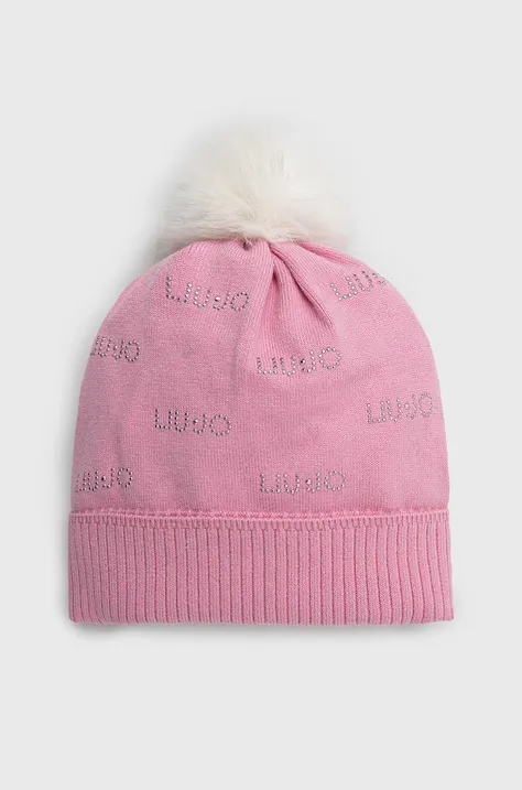 Liu Jo czapka kolor różowy z cienkiej dzianiny