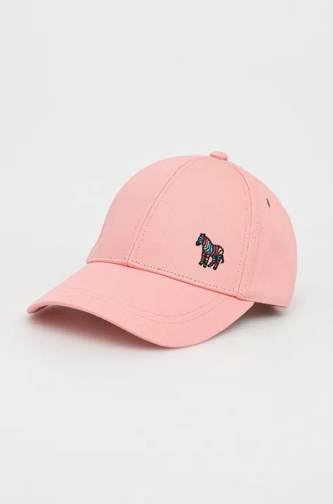 Бавовняна кепка Paul Smith колір рожевий однотонна