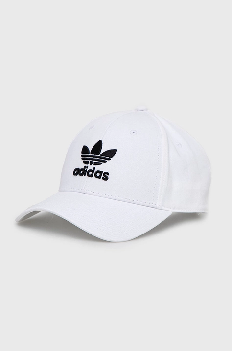 Bombažna bejzbolska kapa adidas Originals bela barva