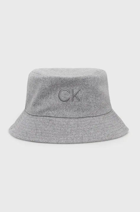 Obojstranný klobúk Calvin Klein šedá farba,