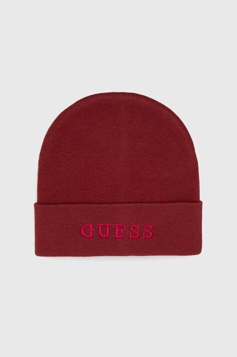 Čiapka Guess bordová farba,