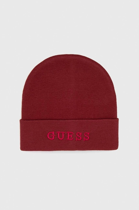 Шапка Guess цвет бордовый