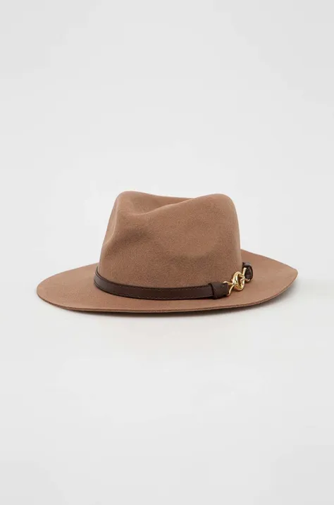 Vuneni šešir Guess boja: smeđa, vuneni