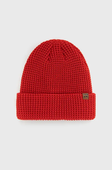 Billabong czapka kolor czerwony z grubej dzianiny