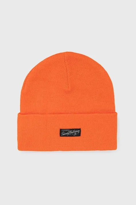Superdry czapka kolor pomarańczowy z cienkiej dzianiny