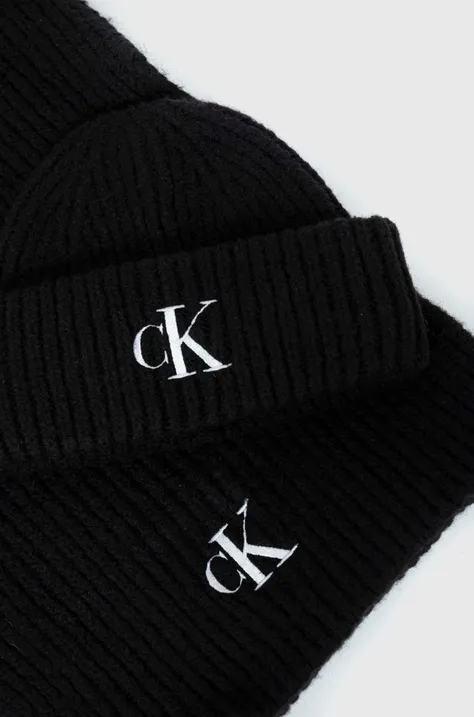 Calvin Klein czapka i szalik z domieszką wełny