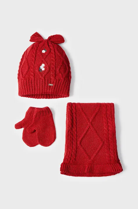 Παιδικό καπέλο, κασκόλ και γάντια Mayoral χρώμα: κόκκινο