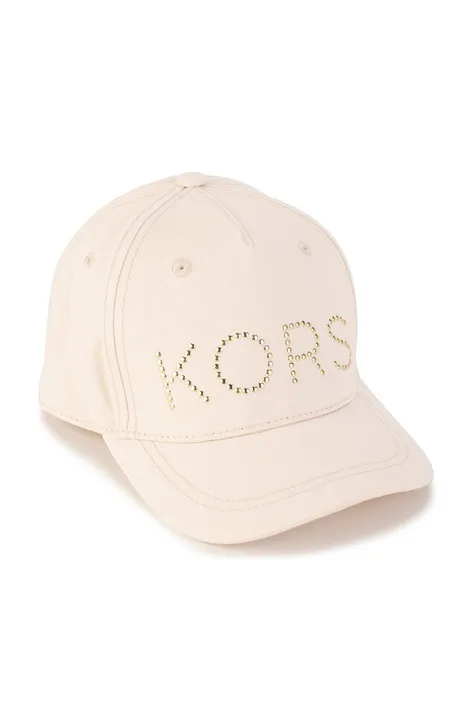 Michael Kors czapka dziecięca kolor beżowy z aplikacją
