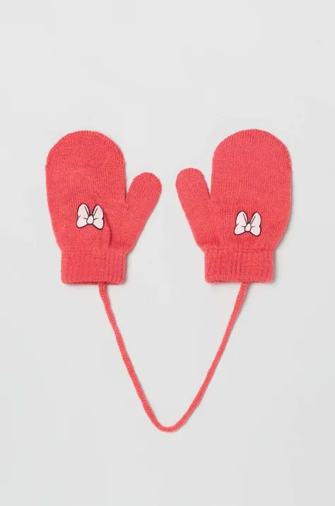 OVS czapka i rękawiczki dziecięce kolor różowy