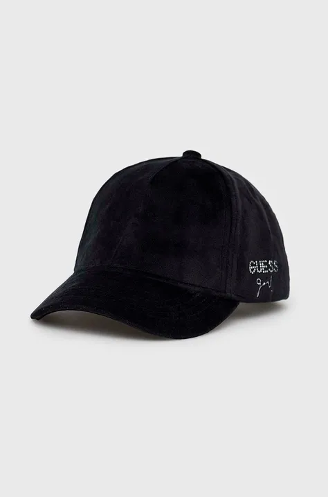 Baseballová čiapka Guess čierna farba, jednofarebná