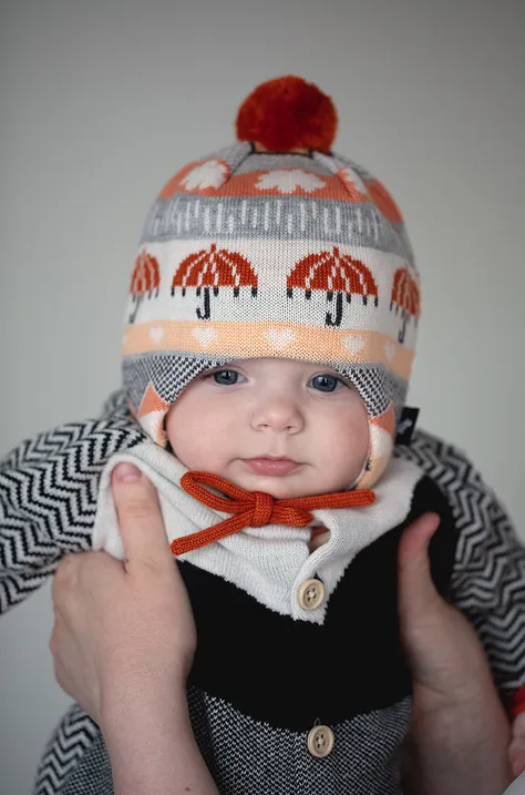 Reima czapka z domieszką wełny dziecięca kolor pomarańczowy z grubej dzianiny z domieszką wełny