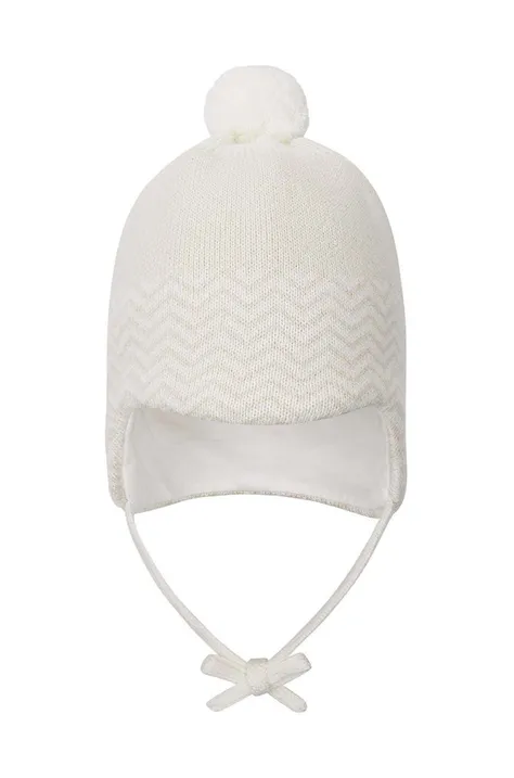 Дитяча шапка Reima колір білий вовна