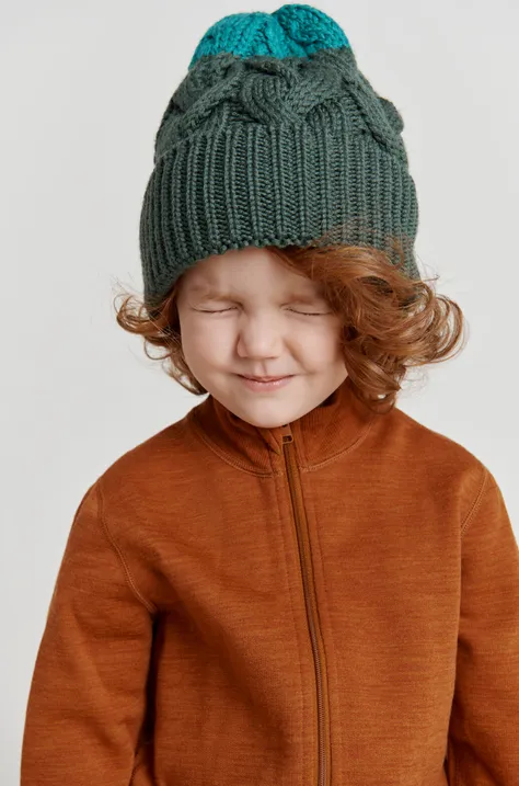 Детская шапка Reima цвет зелёный из толстого трикотажа шерсть