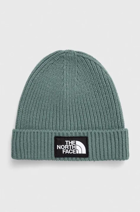 The North Face czapka dziecięca kolor zielony z cienkiej dzianiny