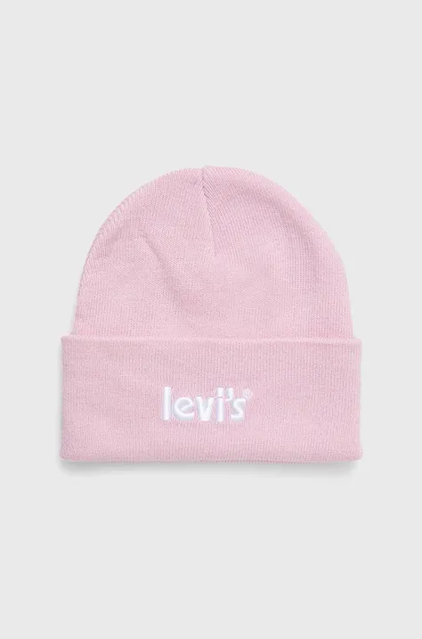 Detská čiapka Levi's ružová farba biela,