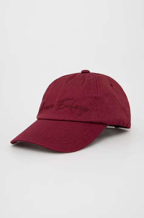 Armani Exchange czapka bawełniana 954202.2F110 kolor bordowy z aplikacją